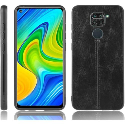 Simple Et Pratique For Xiaomi Redmi Note 9/Redmi 10x 4g Couture De La Peau De Vache À Coudre Pc+Pu+Pu+Tpu Tous Les Boutons Correspondent Noir Color Black