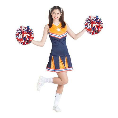 Déguisement De Cheerleader Orange Et Bleu Pour Femme