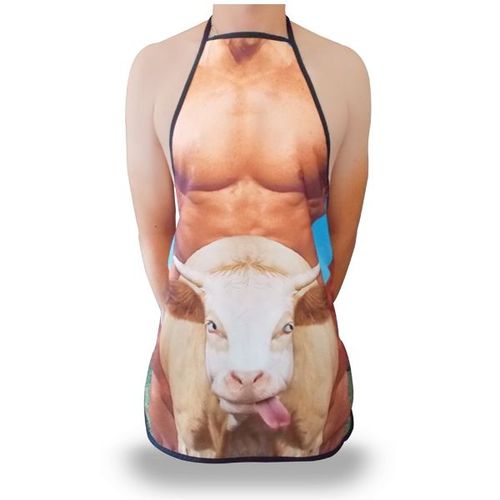 Tablier Humoristique Corps Musclé Et Vache Rigolote Marrant Drole