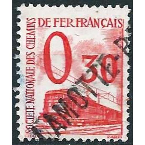 France 1960, Beau Timbre Pour Petit Colis, Yvert 34, Motif Locomotive Électrique, 0.30f. Rouge, Oblitéré Cachet De Lamotte Beuvron, Tbe