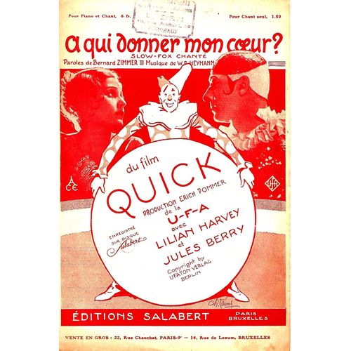 A Qui Donner Mon Coeur. Harvey & Berry. A 37