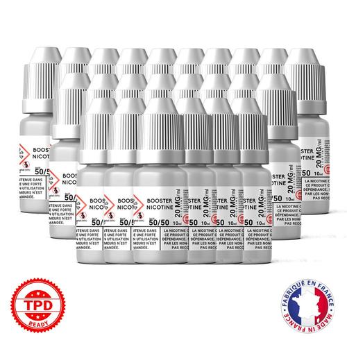 Pack Booster Nicotine 20 mg 10 ml 50/50 - 50% PG / 50% VG DIY Lot de 24 Bouteilles E-Liquide