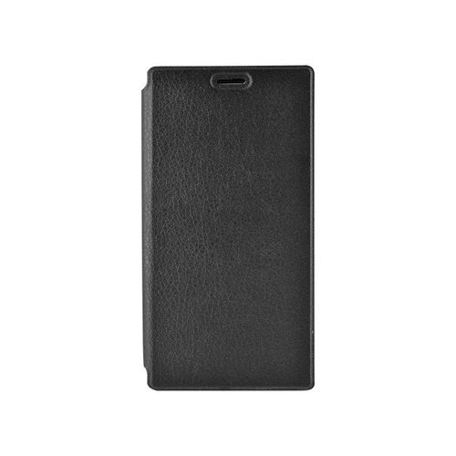 Etui Folio A Rabat Sony Xperia M2 Noir Grainé Eco-Cuir (Pu)