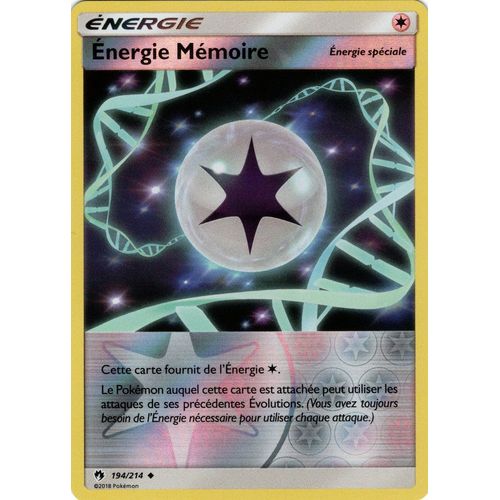 Carte Francaise Energie Mémoire Reverse 194/214 Tonnerre Perdu Pokemon