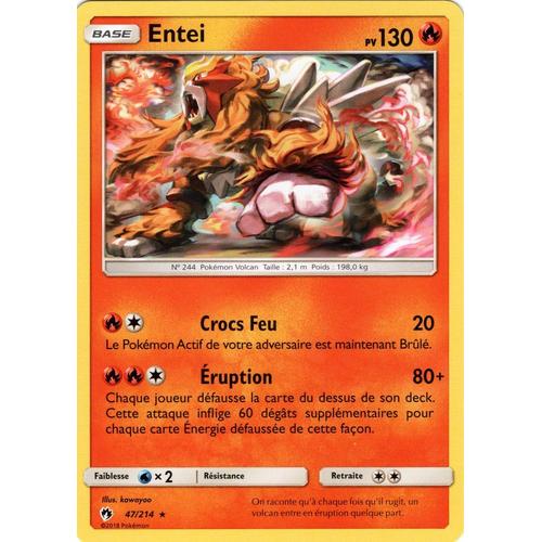 Carte Francaise Entei Rare 47/214 Tonnerre Perdu Pokemon