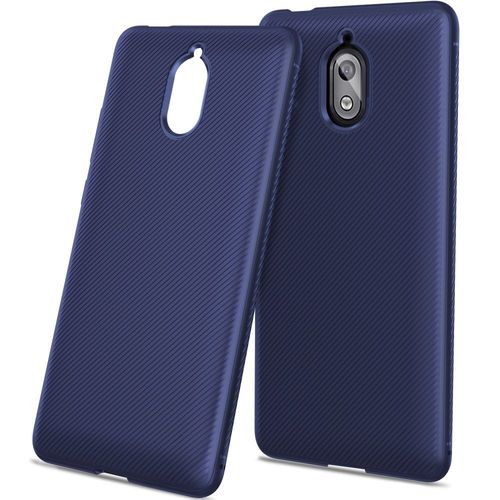 Coque Soupe Pour Nokia 3.1 Aspect Carbone Bleu