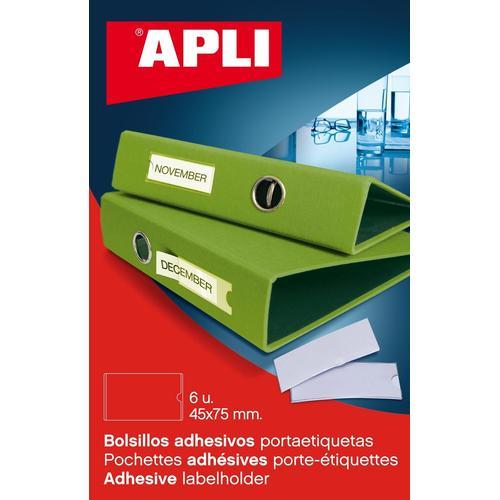 Apli Pochette De 6 Porte- Étiquettes Adhésifs 45 X 75 Mm