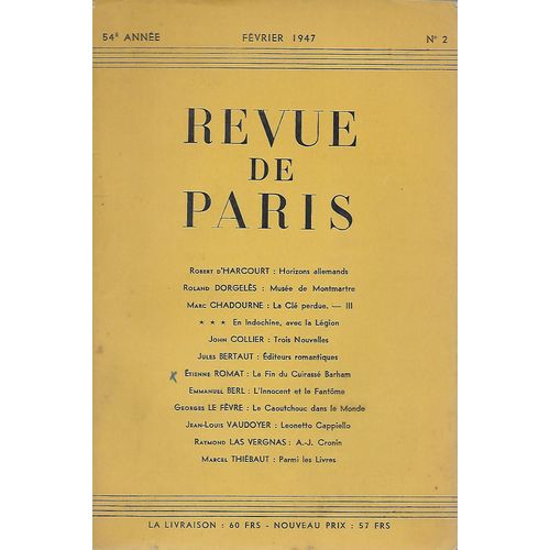 Revue De Paris - N° 2 Février 1947