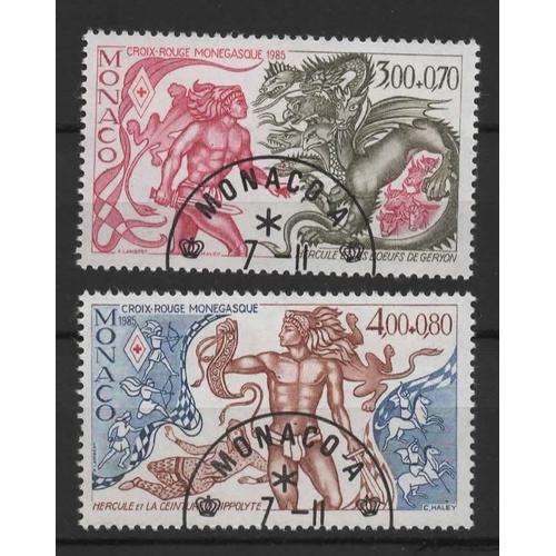 Monaco, Timbres-Poste Oblitérés Y & T N° 1494 Et 1495 Croix-Rouge, Douze Travaux D' Hercule, 1985