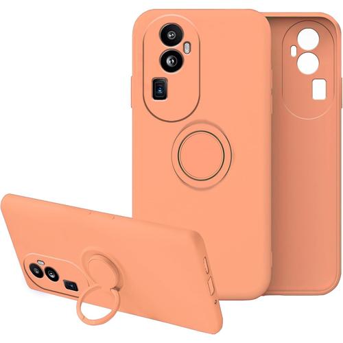 Compatible Avec Coque Oppo Reno 10 Pro Plus Silicone Antichoc, Coque Oppo Reno 10 Pro Plus Anti-Rayures Ultra Mince Etui De Protection Avec Anneau Orange