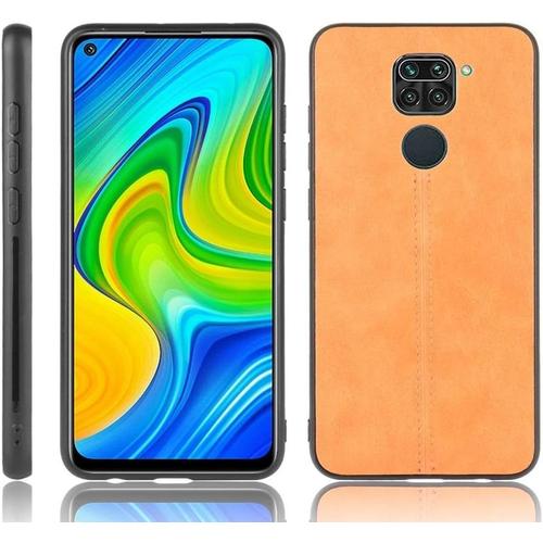 Simple Et Pratique For Xiaomi Redmi Note 9/Redmi 10x 4g Couture De La Peau De Vache À Coudre Pc+Pu+Pu+Tpu Tous Les Boutons Correspondent Noir Color Orange