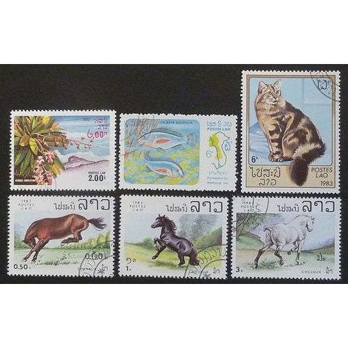 Laos Oblitéré Lot De 6 Timbres De 1983