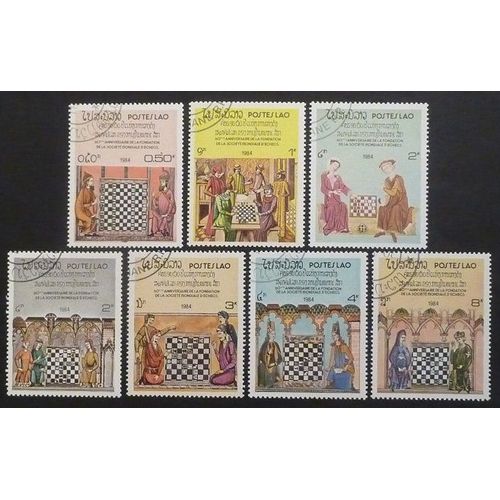 Laos Oblitéré Y Et T N° 548 À 554 Lot De 7 Timbres De 1984 Échecs (Série Complète)
