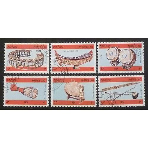 Laos Obliteré Y Et T N° 539 À 544 Lot De 6 Timbres De 1984 Instrum Musique (Série Complète)