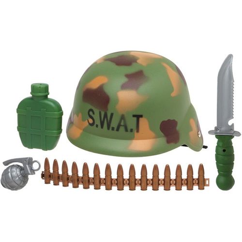 Kit Militaire: Gourde, Casque, Grenade, Canana Et Couteau (Taille Unique Adulte)