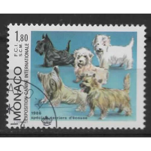 Monaco, Timbre-Poste Oblitéré Y & T N° 1530 Exposition Canine Spéciale Terrier D' Ecosse, 1986