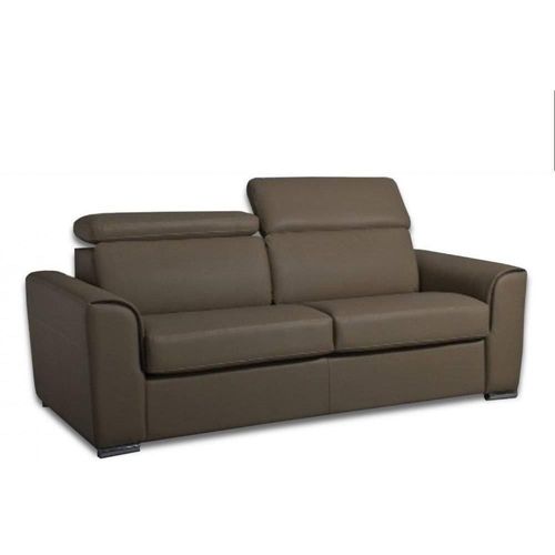 Canapé Ouverture Rapido Imola Matelas 18cm D'épaisseur 120cm Cuir Vachette Taupe