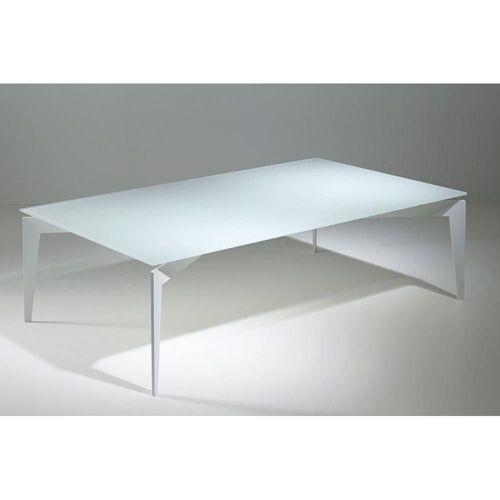 Table Basse Design Rocky En Verre Blanc