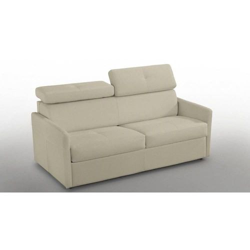 Canapé 3-4 Places Montmartre 160cm Matelas 18cm Sommier Lattes Renatonisi Cuir Beige
