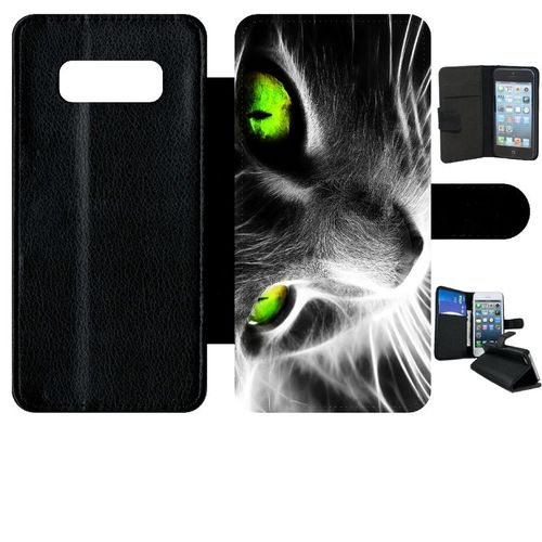 Etui À Rabat Galaxy Note 8.0 - Chat Noir Et Blanc Yeux Vert - Simili-Cuir - Noir