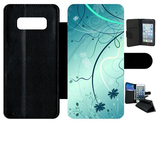 Etui À Rabat Galaxy Note 8.0 - Abstrait Turquoise Fleur - Simili-Cuir - Noir