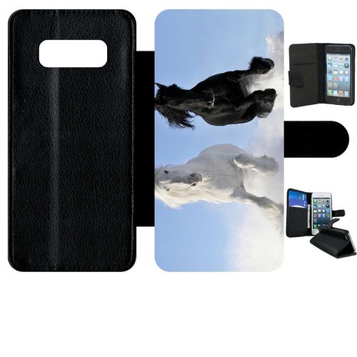 Etui À Rabat Galaxy Note 8.0 - Chevaux Blanc Et Noir Dans La Neige - Simili-Cuir - Noir