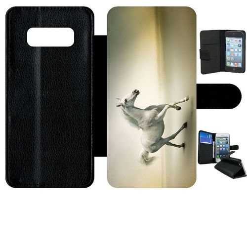 Etui À Rabat Galaxy Note 8.0 - Cheval Blanc En Course - Simili-Cuir - Noir