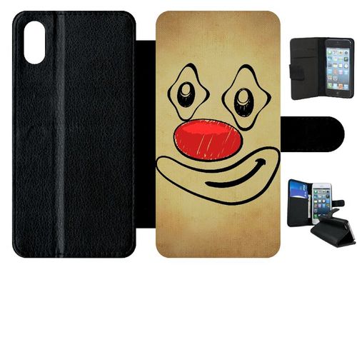 Etui À Rabat Iphone Xs Max - Smiley Clown Nez Rouge - Simili-Cuir - Noir