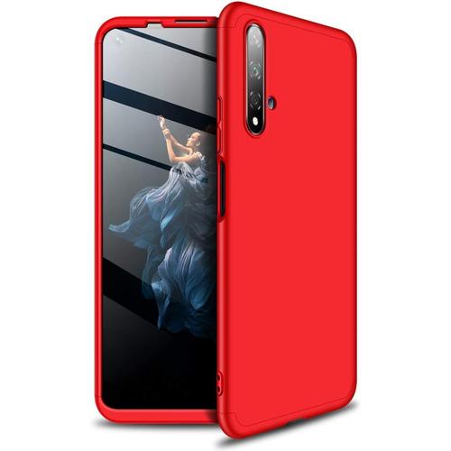 Coque Compatible Huawei Honor 20 Coque Rouge,Housses Pour Téléphones Portables 3 En 1 Protection Etui+Protecteur D'écran En Verre Trempé,Bumper Case Cover