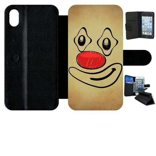 Etui À Rabat Iphone Xr - Smiley Clown Nez Rouge - Simili-Cuir - Noir