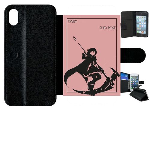 Etui À Rabat Iphone Xr - Rwby Rose - Simili-Cuir - Noir