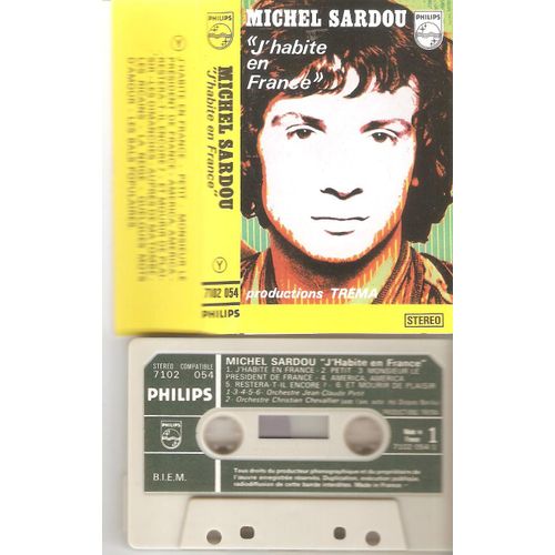 Cassette Audio Michel Sardou ; J' Habite En France/Petit/ Les Ricains/Les Bals Populaires 1970