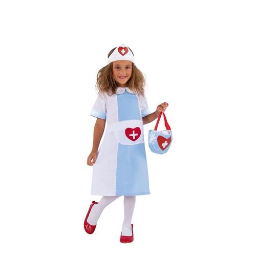 Déguisement D?Infirmière Bleu Et Blanc Pour Fille (Taille 5-6a)