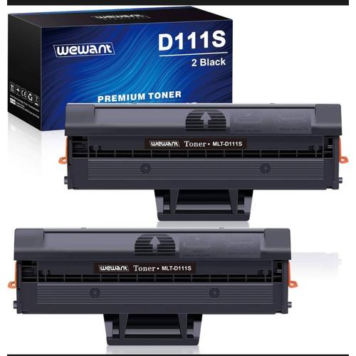 Wewant Toner D111S D111L Remplacement pour Samsung MLT-D111S Cartouche de toner Compatible avec Samsung Xpress SL M2020 M2020W M2021 M2021W M2022 M2022W M2026 M2070 M2070W M2070F M2071, Pack de 2 Noir