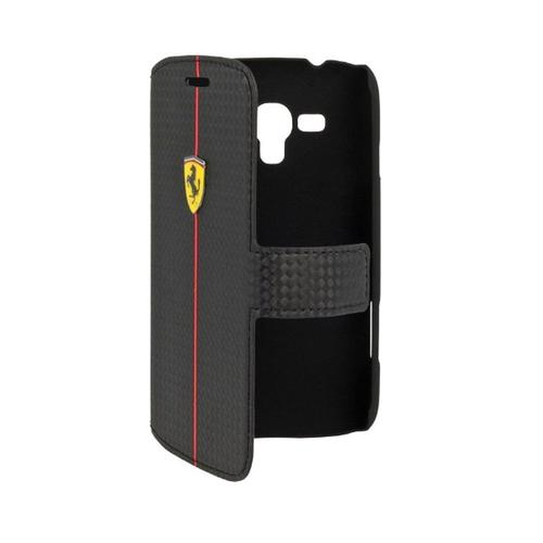 Etui Folio Carbone Marque Ferrari Formula One Trait Rouge Galaxy Core (Fefocflbk8262bl) Noir