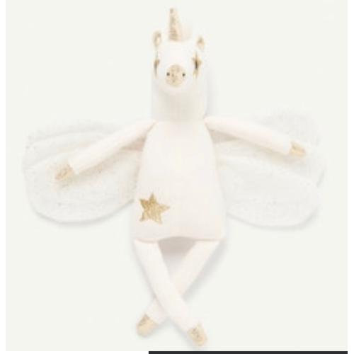 Doudou Licorne Tao Tape À L'oeil Blanc Doré Or Étoile Jouet Bebe Naissance Peluche Éveil Enfant Comfort Blanket Comforter Soft Toys 24 Cm