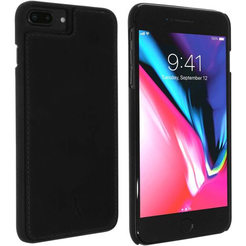 Akashi - Coque De Protection Pour Téléphone Portable - Cuir Italien Authentique - Noir - Pour Apple Iphone 6 Plus, 6s Plus, 7 Plus, 8 Plus