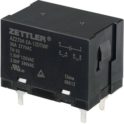 Relais pour circuits imprimés Zettler Electronics AZ2704-2A-12DTWF 12 V/DC 30 A 2 NO (T) 1 pc(s)