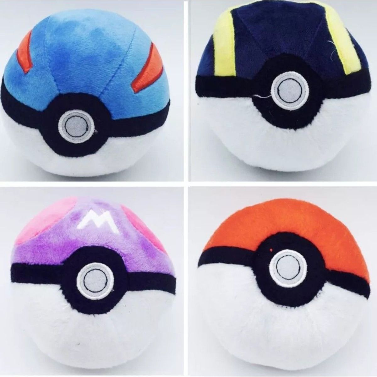 4 Figurines En Peluche Pokemon Pokeball Hyperball Superball Masterball, Jouets En Peluche Goodnice