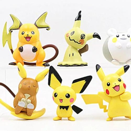 Figurines Pokémon 6 Pièces Anime Raichu Mimigma Pikachu Pichu 8 Cm Goodnice