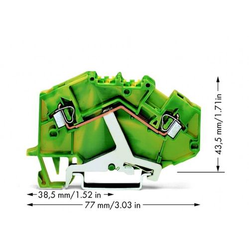 Borne pour conducteur de protection WAGO 780-607 5 mm ressort de traction Affectation des prises: terre vert-jaune 50 pc