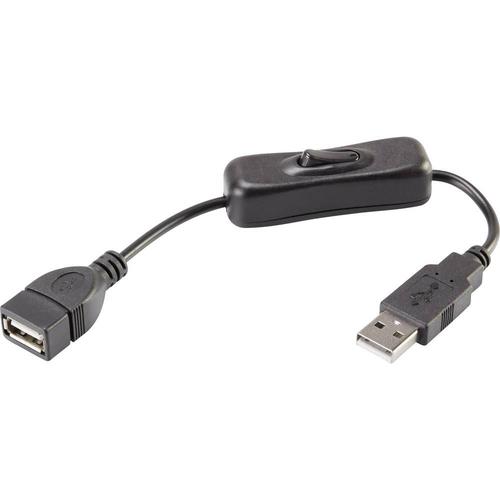 Renkforce USB 2.0 Câble rallonge [1x USB 2.0 type A mâle - 1x USB 2.0 type A femelle] 0.25 m noir avec interrupteur On/O