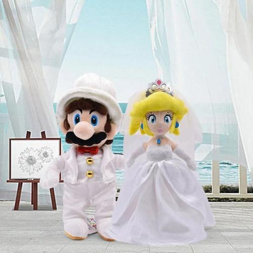 2 Super Mario Mariage Mariage Pêche Peluches Peluches Anime Peluche Figurine Ensemble Goodnice