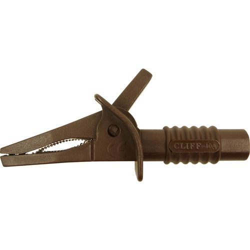 Pince crocodile de sécurité Cliff FCR7944 enfichable 4 mm CAT II 1000 V, CAT III 600 V marron
