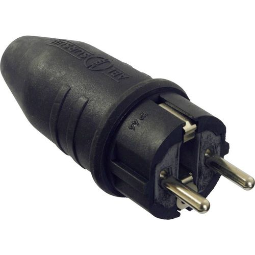 Fiche à contact de protection as - Schwabe 61412 Tout caoutchouc 230 V noir IP44 1 pc(s)