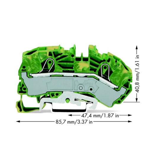 Borne pour conducteur de protection WAGO 2016-7607 12 mm ressort de traction Affectation des prises: terre vert-jaune 20