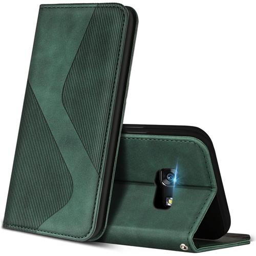 Coque Pour Samsung Galaxy A3 2017, Premium Étui Housse En Cuir De Protection Avec [Emplacements Cartes] [Magnetique], Clapet Folio Portefeuille Pour Samsung A3 2017 (Vert)