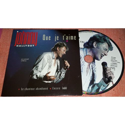 Johnny Hallyday Tres Rare Cd Picture Original De 1988 Que Je T Aime