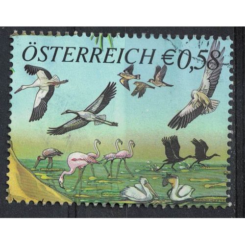 Autriche 2002 Oblitéré Used Oiseaux Birds Cigogne Blanche Flamand Rose .... Su
