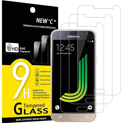 Lot De 3, Verre Trempé Pour Samsung Galaxy J3 2016, Film Protection Écran Sans Bulles D'air Ultra Résistant (0,33mm Hd Ultra Transparent) Dureté 9h Glass